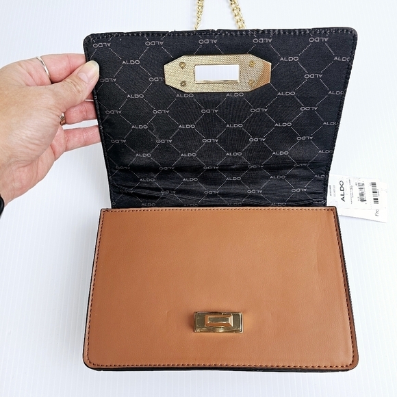 Aldo Snake Print Striped Gold Hardware Crossbody Purse NWT - Picture 7 of 15